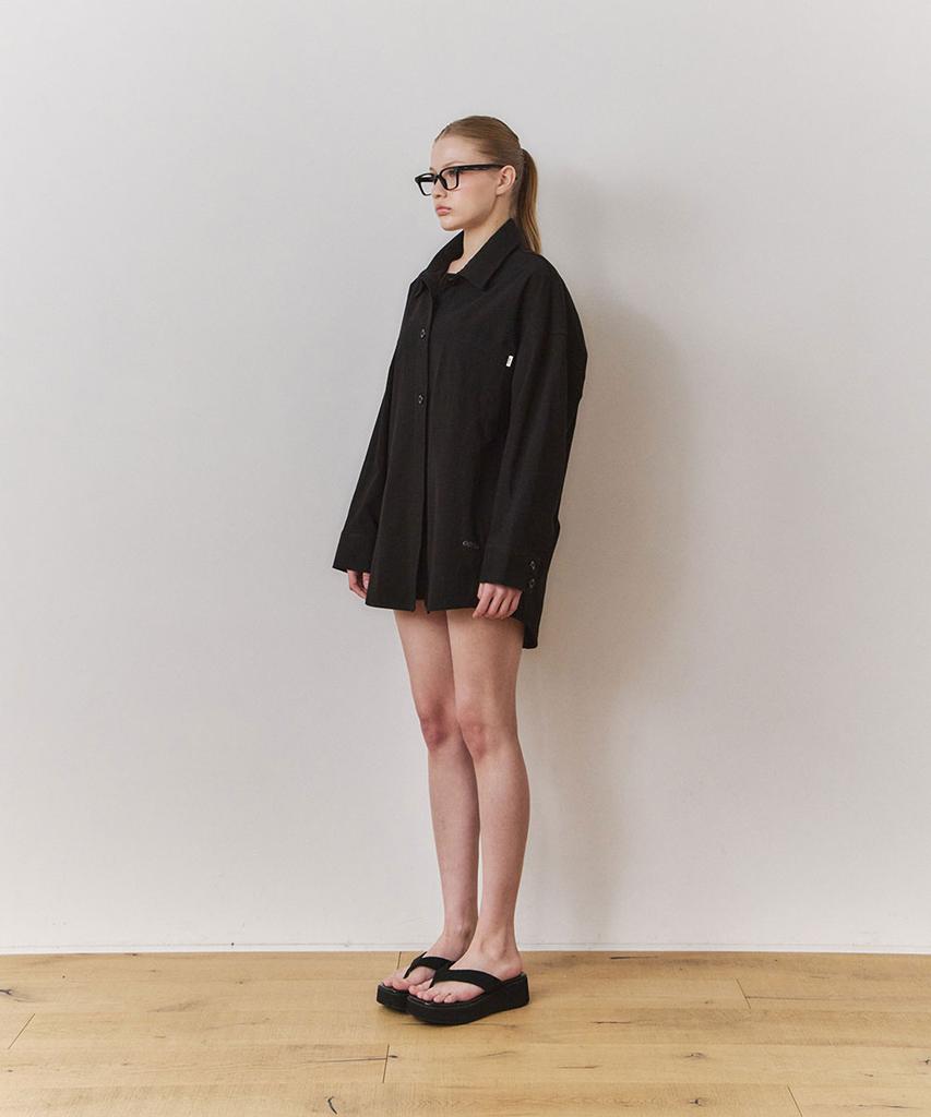 Une [Set-Up] Everyday Cotton Pocket Shirt & Logo Shorts_Black