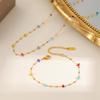 2025 Women's Titanium Steel Multi-color Stone Necklace - Light Luxury Clavicle Chain with Niche Design