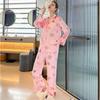 New Letter Print Women's Pajamas Lapel Cardigan Long Sleeve Two-Piece Loose Digital Gold Velvet Home Clothes