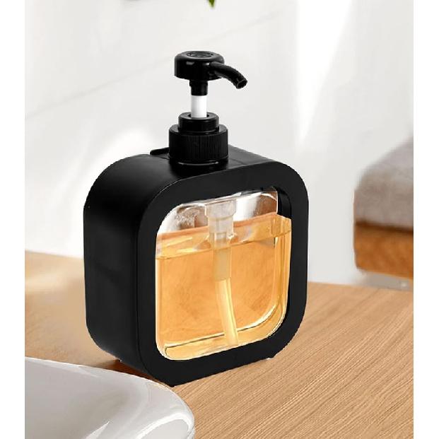 Soap Dispenser, Refillable Hand Soap Dispenser for Bathroom and Dish Soap Dispenser for Kitchen Sink, Liquid Soap Dispenser with Waterproof Label, Black, 10oz
