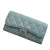 2026 New Caviar Patterned Cowhide Long Three Fold Wallet Hand-held Bag Chain Strap Crossbody Genuine Leather Women's