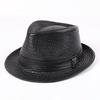 Men's Cowhide Fedora Hat - Autumn/Winter Retro Leather Gentleman's Jazz Cap for Middle-Aged & Elderly