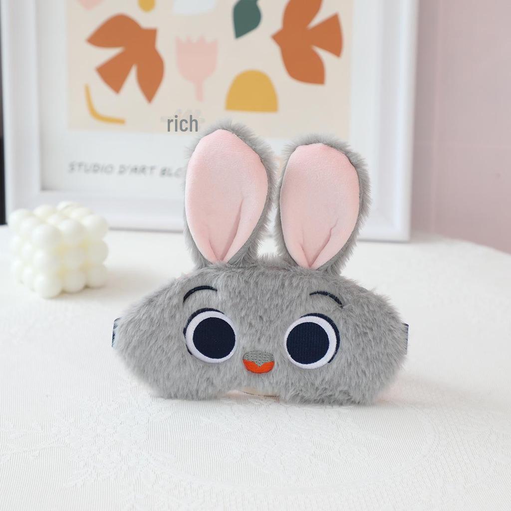 Kreslená maska na spaní: Roztomilý králíček a liška plyšový zatemňovací pro dívky