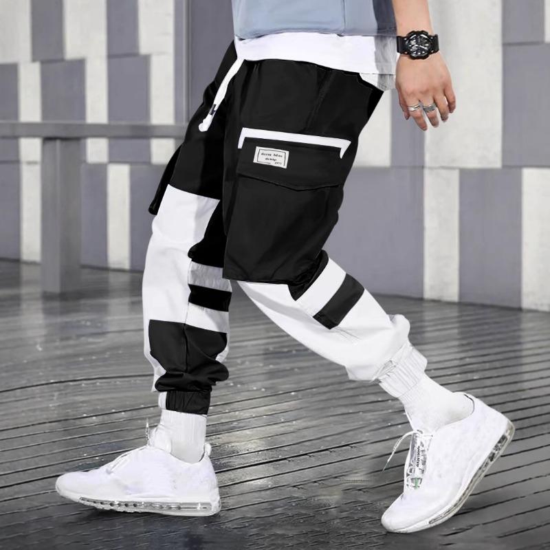 Men's Fashion Tooling Pants Men's Summer Trend Multi-Pocket Tie Casual Pants