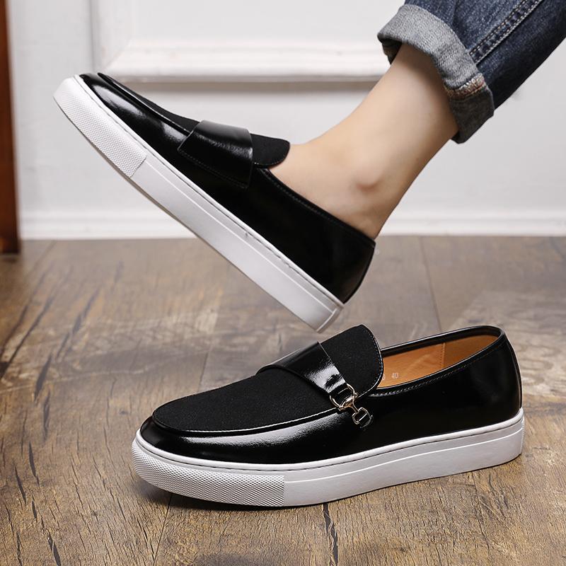 Fashion Leather Casual Shoes Men Loafers Luxury Design Slip On Male Dress Shoes Leisure Style Big Size Good Wear-resistant Sole