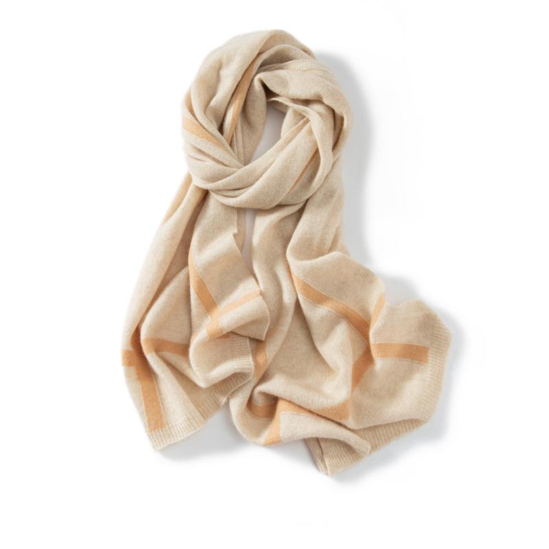 Color Block Cashmere Knit Scarf & Shawl: Warm, Versatile Neck Protection for Men & Women
