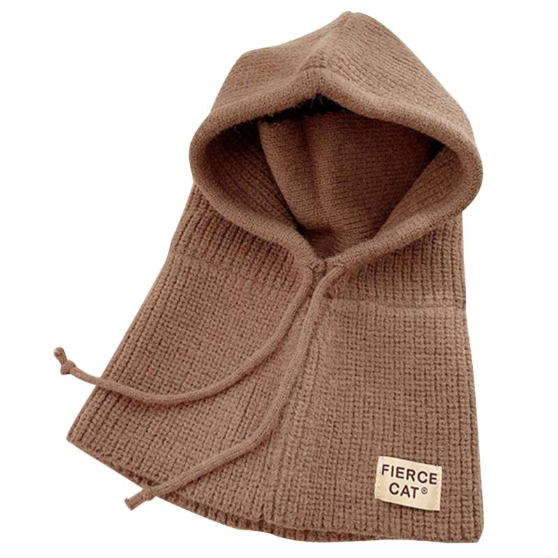 

Versatile Kids Hat Scarf Combo All-in-One Hat Balaclava Knitted Pullover Hat хакі