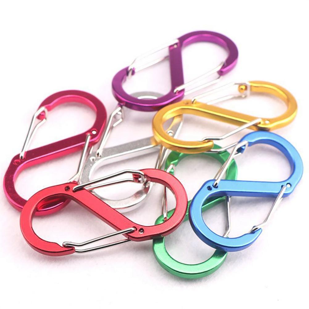 10pcs S Double Carabiner Set Tactical Gear Hooks Camping EDC Survival Climbing Spring Backpack Clasps Keychain Key Chain Clip