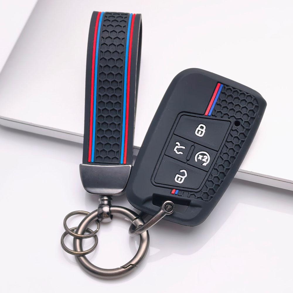 4 Button Silicone Key Fob Cover keychain for VW Golf 8 Magotan B9 Passat Tayron Lamando L, Fits VW Golf Passat, Anti-Scratch Protective Case чёрный
