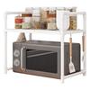 Microwave Shelf, Microwave Rack - Countertop Organization Rack, Adjustable Countertop Utility Storage Rack with Hooks for Kitchen