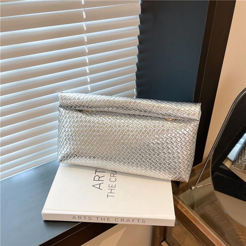 Универсальный городской повседневный клатч: Однотонный, Новая Качественная Текстура, Модный Темперамент серебряный