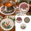 Christmas Snowflake Embroidered Round Table Placemat Heatproof Waterproofs Washable Decorative Dining Accessory