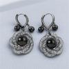 Luxury Black Pearl Stone Hoop Earrings For Women Vintage Female  Wedding Jewelry