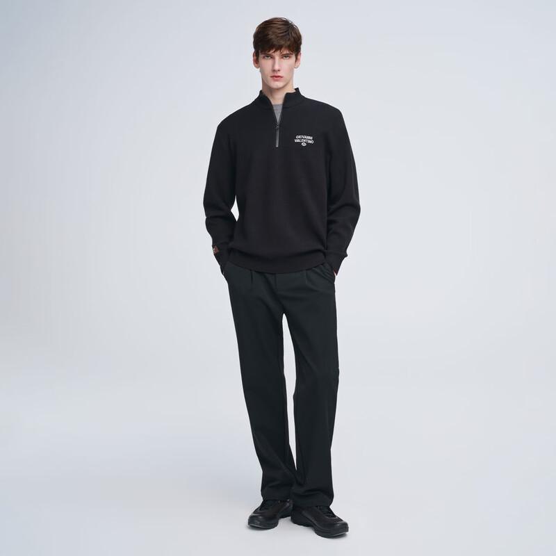 Giovanni Valentino Men's Wool Blend Half-Zip Mock Neck Sweater