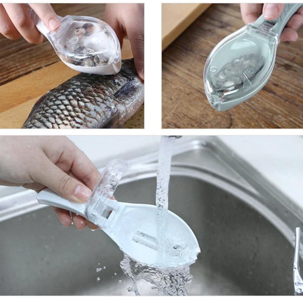JOYBLISS Fish Scales Graters Scraper Fish Cleaning Tool Scraping Scales Device with Cover Home Kitchen Cooking Fish Tool Kitchen Tools