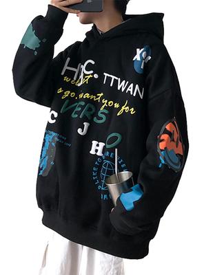 Long Back Loose Large Hip XL [foveitaa] Men's Hoodie, Sleeve, Sweatshirt, Sweatshirt, Print, Fit, Top, Casual, Stylish, Size, Hop, Popular, Korean,