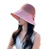 Spring and Autumn New Hat Women's Knitted Mesh Bow Bucket Hat Summer Colored Glue Sunscreen Visor