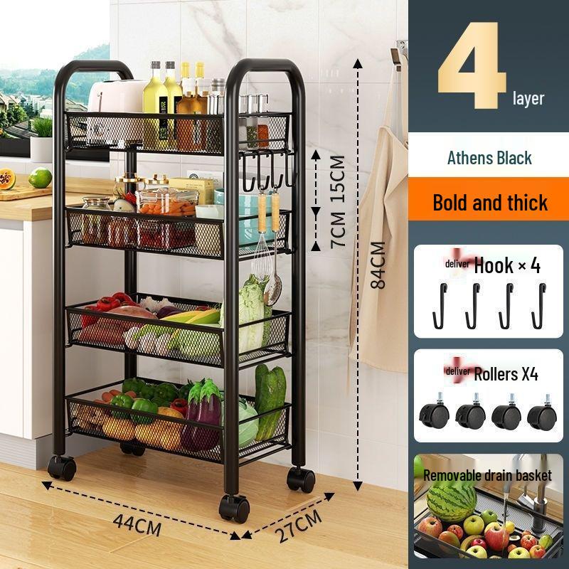 Multi-Layer Kitchen and Bathroom Storage Trolley with Wheels