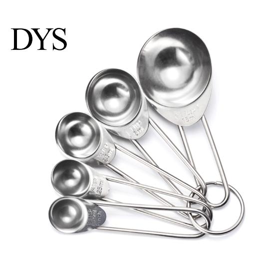 Kitchen 5Pcs/Set Measuring Spoon Anti-rust Solid Stainless & Home Steel Spoons for