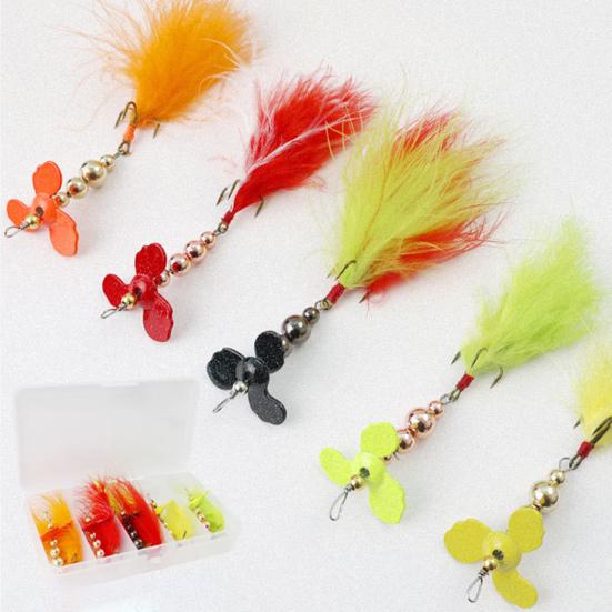 5Pcs Metal Baits Fishing Lures with Treble Hook Bright Color Compact Design Portable Rotating Sequins Crankbait for Bass Trout Perch
