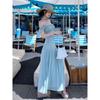Seaside vacation gentle and sweet wind green suspender dress beautiful and unique gentle wind waist temperament long skirt