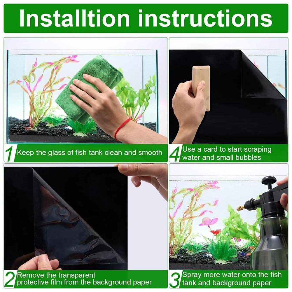 Thick and Easy To Tear Black Fish Tank Background Decoration Sticker, Aquarium Home Fish Tank Wallpaper Decoration Sticker