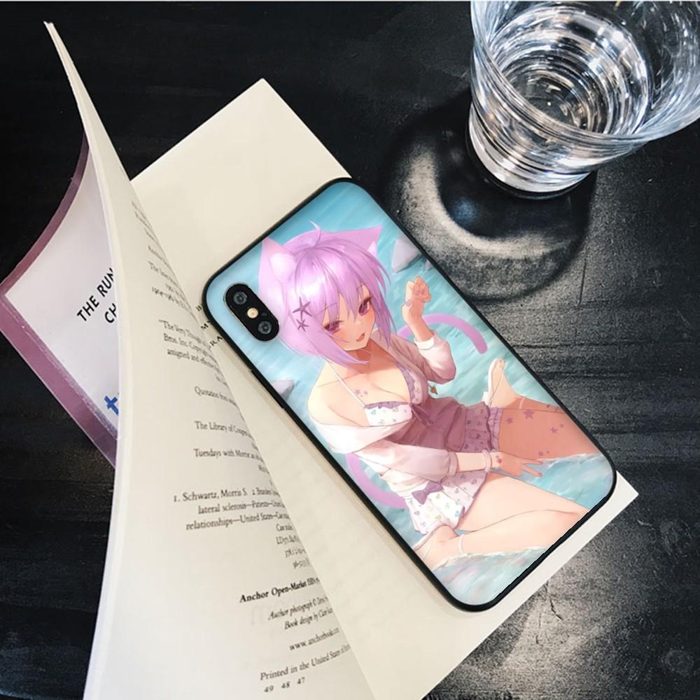 Kawaii Nekomata Okayu Phone Case for iPhone 15 8 7 6 6S Plus X SE 2020 XR XS 14 11 12 13 Mini Pro Max Mobile Case
