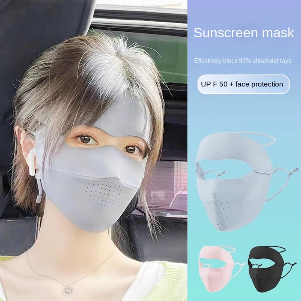 Breathable Summer Ice Silk Mask Solid Color Face Gini Mask Sun Protection Face Cover Golf