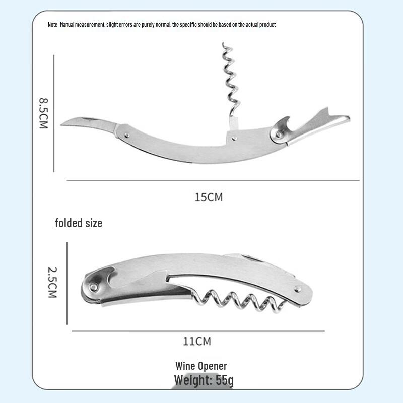 5-Piece Stainless Steel Pear Wood Seahorse Wine Opener Set