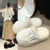 Fleece Internet Celebrity Autumn and Winter 2025 Cotton Slippers Baotou New Mink Thick Bottom Heightening Warm Fluffy Slippers Women's Wear