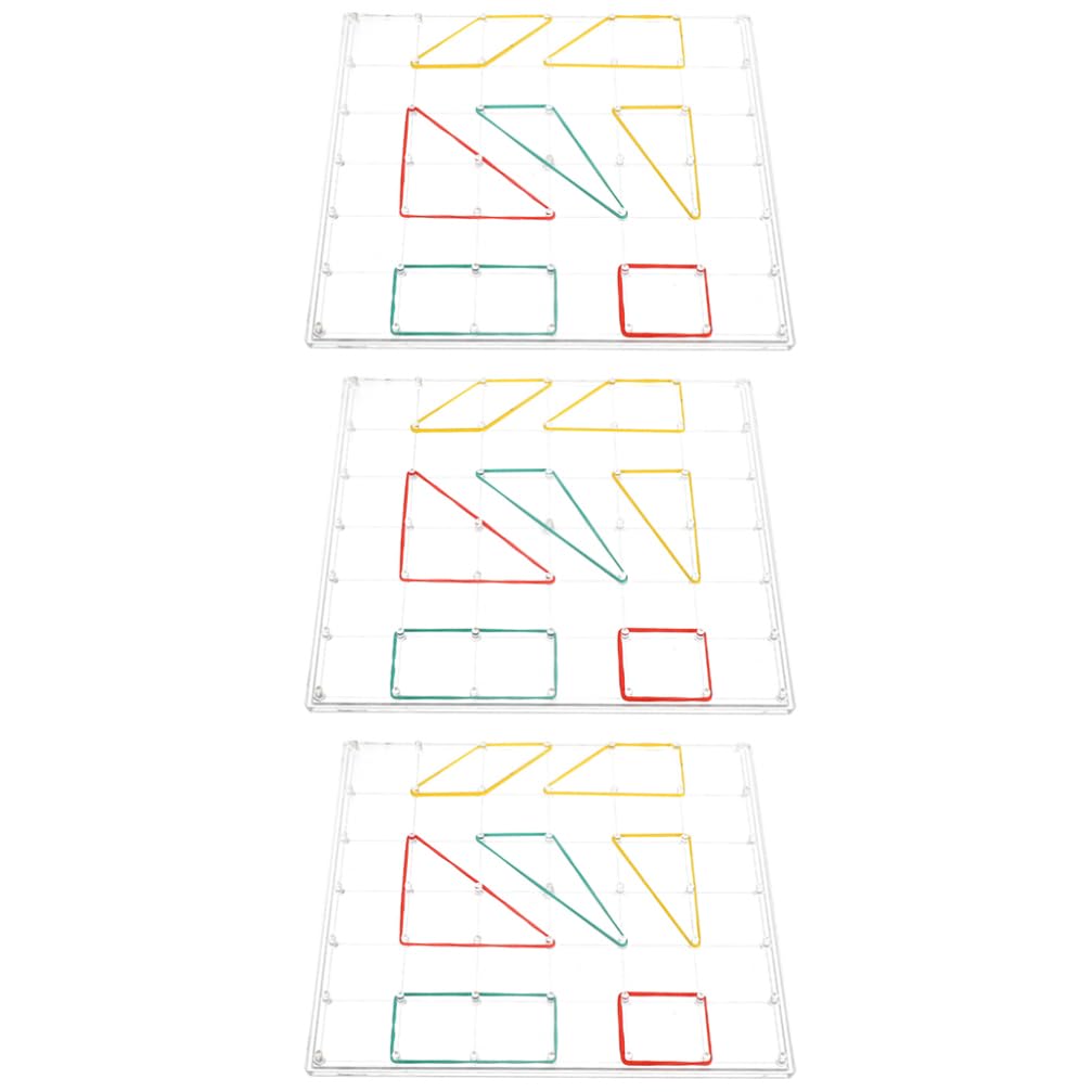 

Toyvian Geoboards, Transparent Pattern Boards, Set of 3, Geometry Training Boards with Rubber Bands, Shape Boards, Educational Learning Aids for