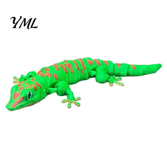 3D Printed Gecko Toy Leopard Figurine, Realistic Articulated Chameleon Fidget Toy, Lifelike Ornament Flexible Jointed Lizard Model, Animal Shape Desk