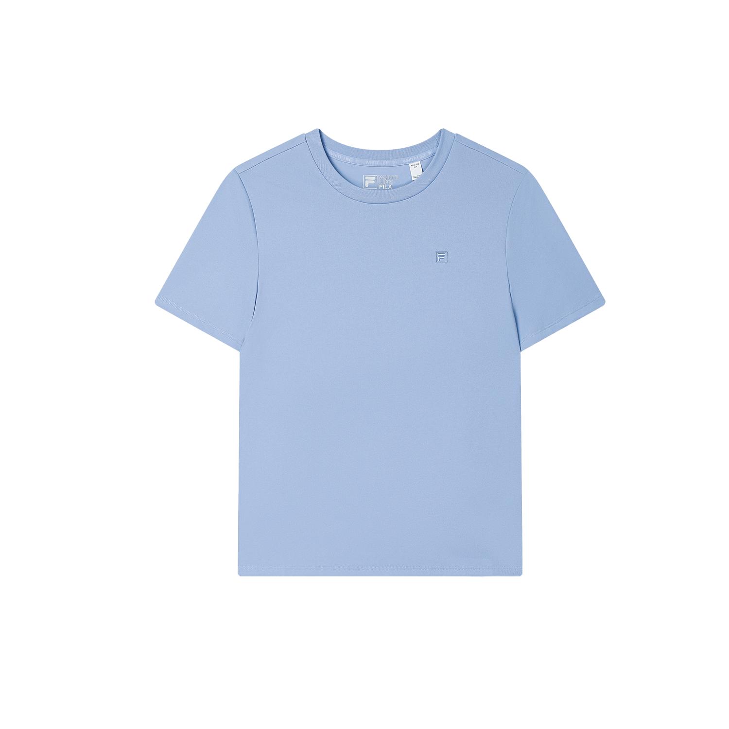 

FILA White Simple Round Neck Pullover Short Sleeve T-Shirt Women Tops Brunnera-Blue F11W523118F-LB S