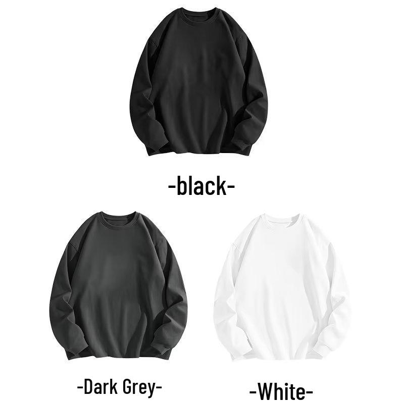 Plus Size 300 Jin Men's Loose Fit Drop Shoulder Crew Neck Solid Sweatshirt