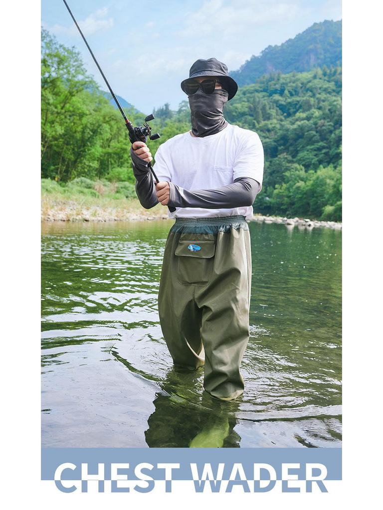 Waders de Pesca Impermeáveis até à Cintura com Botas: Calças de Chuva Duráveis e Resistentes ao Desgaste para Homens e Mulheres