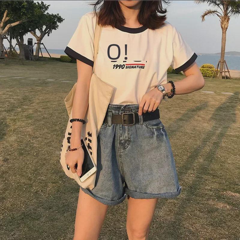 

Women s Summer Loose-Fit Letter Print Short-Sleeve T-Shirt XXL чорний