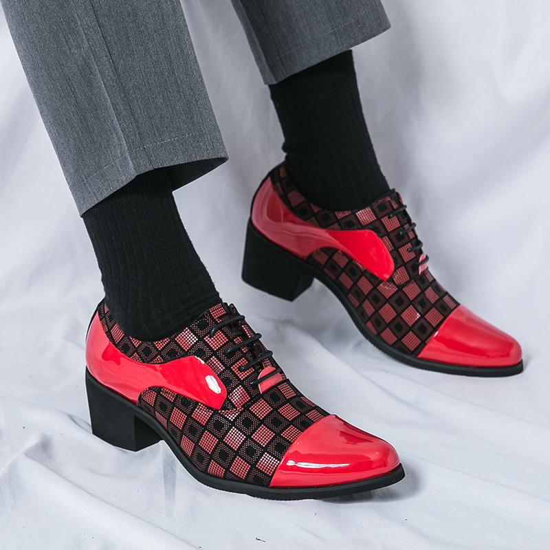 Luxury Brand Banquet Pointed Dress Shoes Men's Height Increasing Shoes Hot Selling Red Men's Groom Wedding Shoes Free Delivery