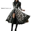 Long Sleeve Waist Tight Gothic Party Dress Lace Stitching Hem Floral Print Vintage