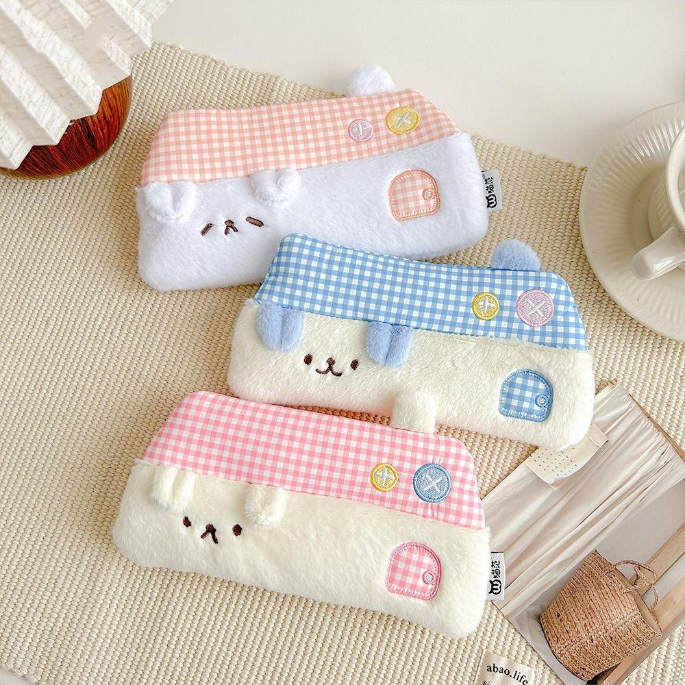 

House Shape Pencil Case Plush Stationery Bag Cute Pen Bag Student рожевий