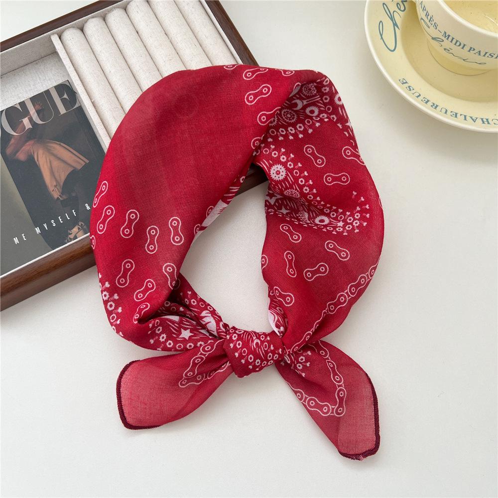 Liten fyrkantig scarf i bomull och linne Sidenhalsduk Dam Vår och höst Ny stil Konstnärlig och mångsidig Mode Temperament Huvudband Scarf