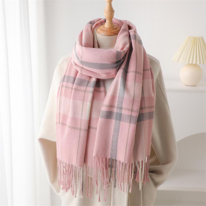 

Winter Scarf Women Classic Lattice Pashmina Scarf Soft Female Cashmere Scarves Shawls Warm Neckerchief Scarves Bufanda Tassel 65x190CM