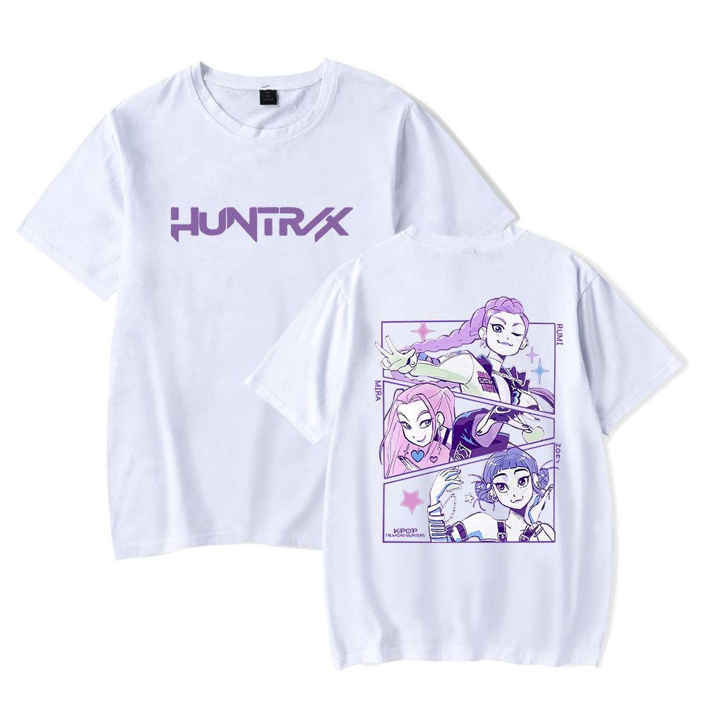 Anime KPop Demon Hunters Huntrix Tshirt Men Women Fashion Cotton T Shirt Summer Unisex Crewneck Short Sleeve  Streetwear Tees