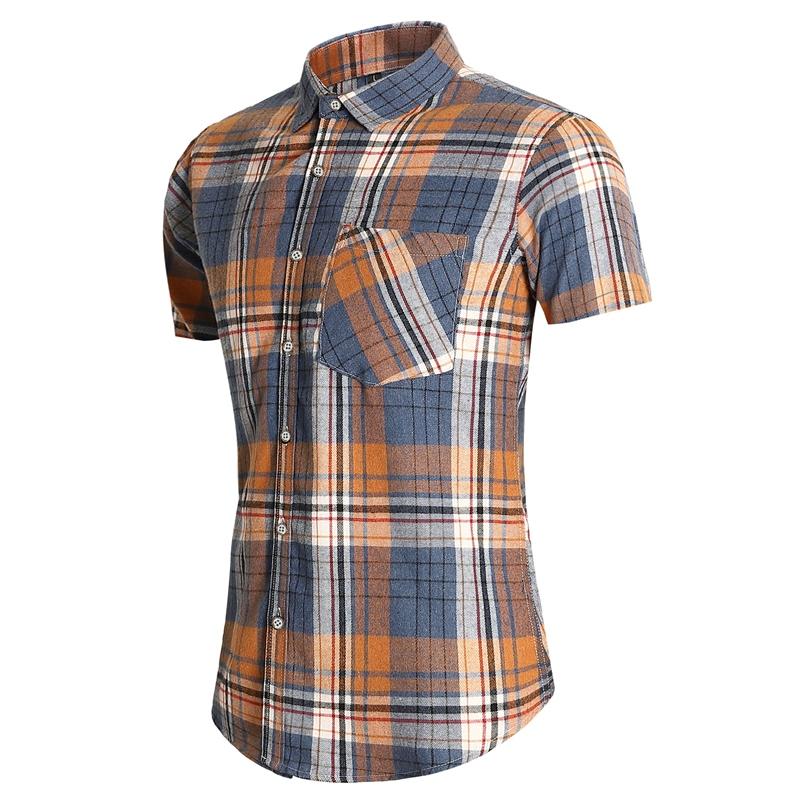 Summer Men's Fashion Plaid Shirt New Design Pocket Short Sleeve Shirts Mens Casual Business Office Work Dress Blouse 5XL 6XL 7XL