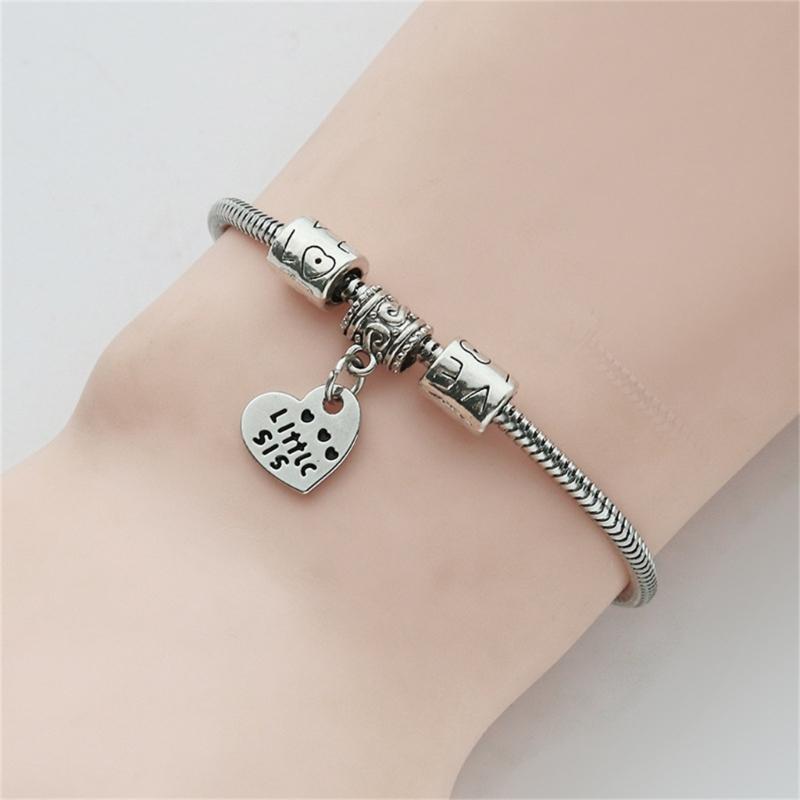 3pcs Zinc Alloy Adjustable Bracelets Gift for Best Friend Sisters Featuring Heart Shape Representing Big Middle Little Sis Love Theme