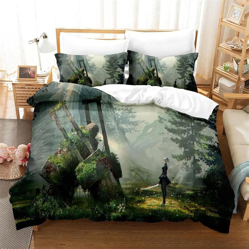 Druk 3D Anime Gra NieR Automata 2B Zestaw Pościeli Chłopcy Dziewczęta Rozmiar Twin Queen King Poszwa na Kołdrę Poszewka na Poduszkę Łóżko chłopcy Dorosły 2/3 szt.