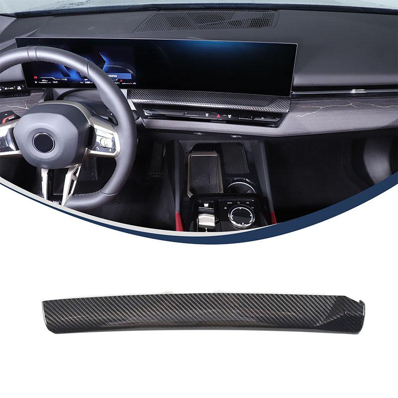 Hard true carbon fiber Car Center Control Navigation Screen Lower Panel Decorative Cover For BMW 5 Series G60 2024 LHD