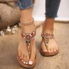 Fashion Women's Sandals New Retro Casual Roman Flat Bottom Flip-flops Fashion Beaded Bohemian Beach Sandals for Women Sandalias De Mujer