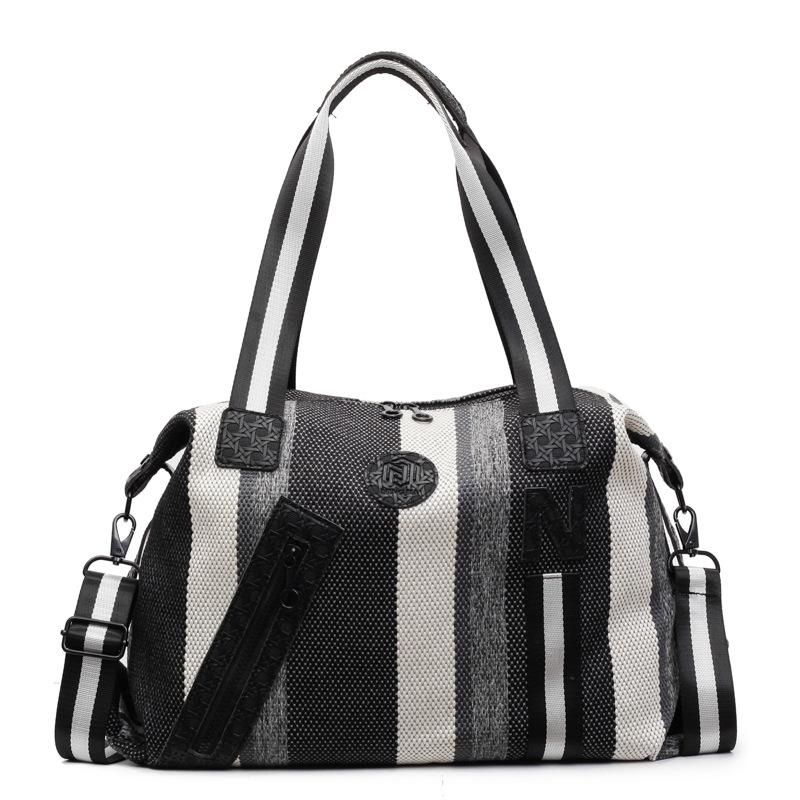 Contrasting Color Short Trip Bag, High-end Retro Boarding Bag, Striped Fashion Fitness Yoga Bag, Tide Commuting