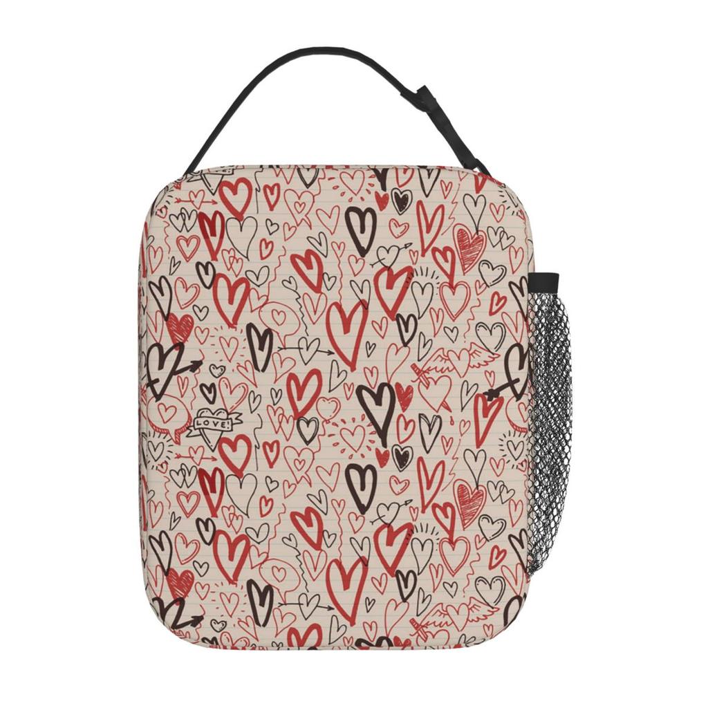 Love Pattern Insulated Lunch Bag for Kids School Cooler Thermal Food Box Tote Leakproof Lunch Boxes Container