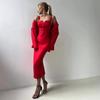 Herbst 2025 Europäisches & Amerikanisches Rotes Revers Einreihiges Hosenanzug-Set für Damen